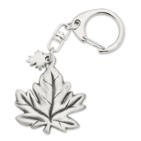 Maple Leaf Pewter Key Ring - 2563KP - Click Image to Close